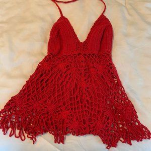 Bali Red Crochet Halter Top